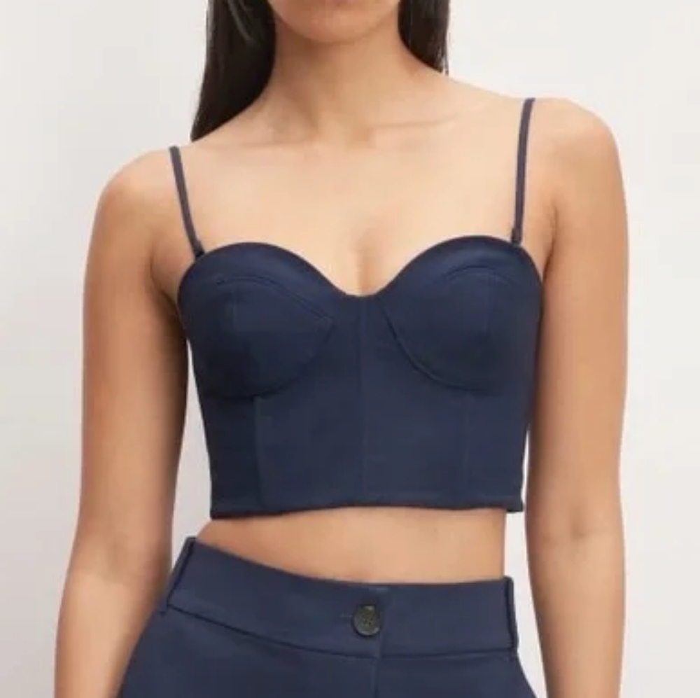 EVERLANE The Structured Cotton Bustier Size 0 - Navy